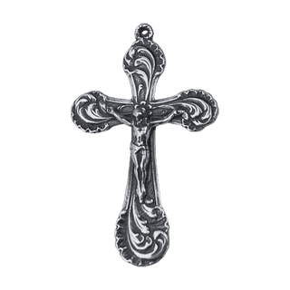 Vintage White Bronze Edwardian Acanthus Scroll Crucifix