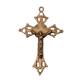Vintage Bronze Victorian Fleur-de-Lis Crucifix