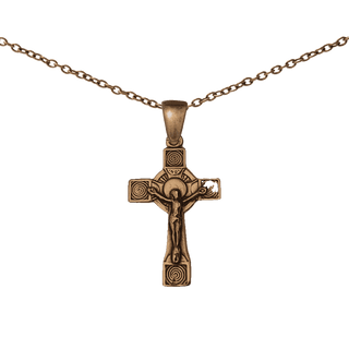 Vintage Bronze Celtic Spiral Crucifix with Rayed Nimbus
