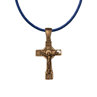 Vintage Bronze Celtic Spiral Crucifix with Rayed Nimbus
