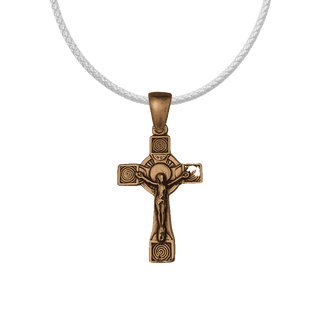 Vintage Bronze Celtic Spiral Crucifix with Rayed Nimbus