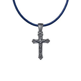 Vintage Sterling Silver Christening Crucifix with Leafy Ends