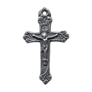 Vintage Sterling Silver Christening Crucifix with Leafy Ends