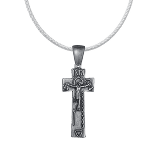 Vintage White Bronze Irish Penal Crucifix with Passion Symbols