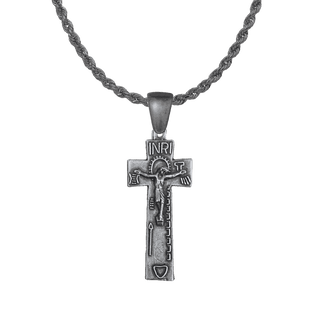 Vintage White Bronze Irish Penal Crucifix with Passion Symbols