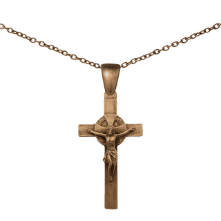 Vintage Bronze Spanish Crucifix with Shell Crest