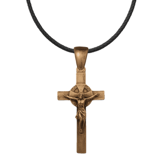 Vintage Bronze Spanish Crucifix with Shell Crest