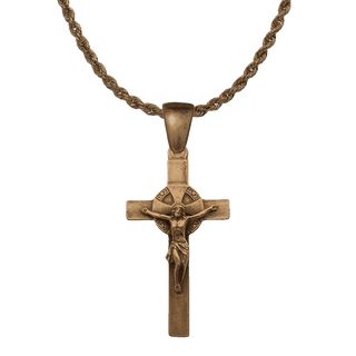 Vintage Bronze Spanish Crucifix with Shell Crest