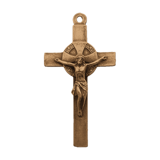 Vintage Bronze Spanish Crucifix with Shell Crest