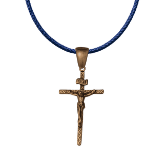 Vintage Bronze Patterned Crucifix with INRI Scroll