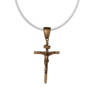 Vintage Bronze Patterned Crucifix with INRI Scroll