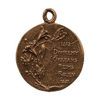 Vintage Bronze Joan of Arc Medal, Domremy to Rouen — reverse