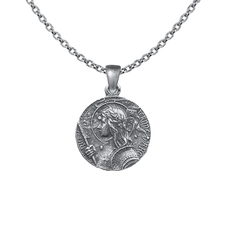 Vintage White Bronze Joan of Arc Medal, Domremy to Rouen