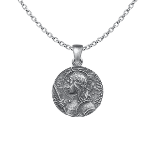 Vintage White Bronze Joan of Arc Medal, Domremy to Rouen