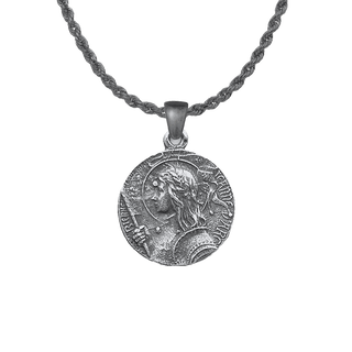 Vintage White Bronze Joan of Arc Medal, Domremy to Rouen
