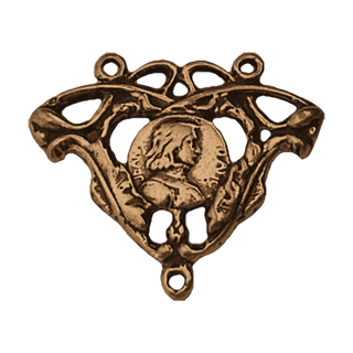 Vintage Bronze Joan of Arc Art Nouveau Rosary Center — reverse