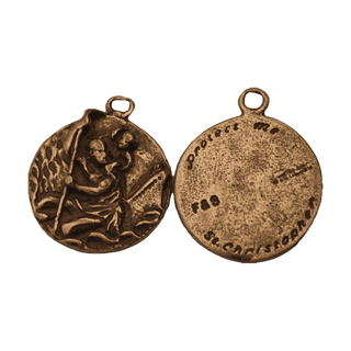 Vintage Bronze St. Christopher Medal, Protect Me