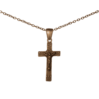 Vintage Bronze Crucifix with Flowering Arms and INRI