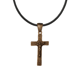 Vintage Bronze Crucifix with Flowering Arms and INRI