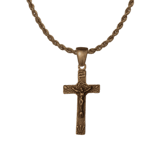 Vintage Bronze Crucifix with Flowering Arms and INRI