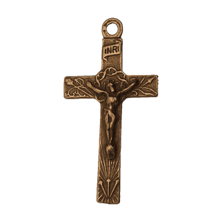 Vintage Bronze Crucifix with Flowering Arms and INRI