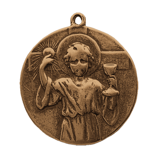 Vintage Bronze Child Jesus with the Eucharist Medal