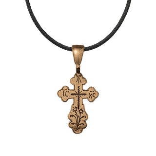 Vintage Bronze Russian Etched Cross with IC XC