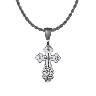 Vintage White Bronze Russian Etched Cross with IC XC
