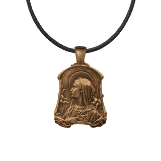 Vintage Bronze Virgin Mary with Lilies Medal