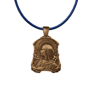 Vintage Bronze Virgin Mary with Lilies Medal