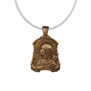 Vintage Bronze Virgin Mary with Lilies Medal