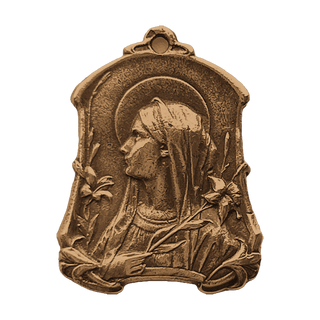 Vintage Bronze French Virgin of the Lilies Medal