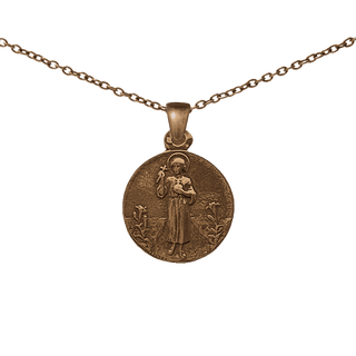 Vintage Bronze Guardian Angel and Good Shepherd Medal