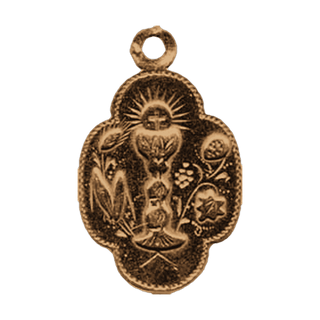 Vintage Bronze Chalice and Host Eucharistic Medal