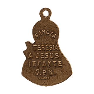 Vintage Bronze Saint Therese, Sancta Teresia Medal — reverse