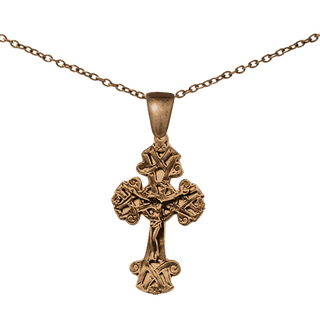 Vintage Bronze Celtic Knotwork Crucifix, Large