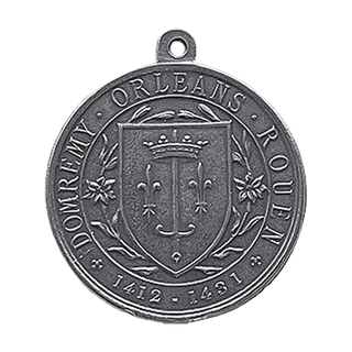 Vintage White Bronze Joan of Arc Medal, France, Large — reverse