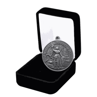 Vintage White Bronze Joan of Arc Medal, France, Large