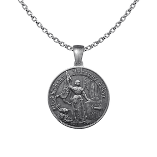 Vintage White Bronze Joan of Arc Medal, France, Large