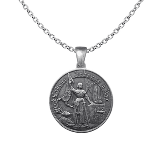 Vintage White Bronze Joan of Arc Medal, France, Large
