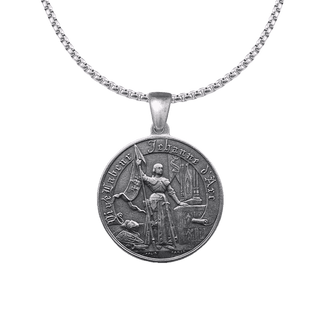 Vintage White Bronze Joan of Arc Medal, France, Large