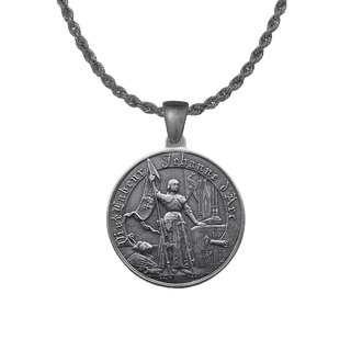 Vintage White Bronze Joan of Arc Medal, France, Large