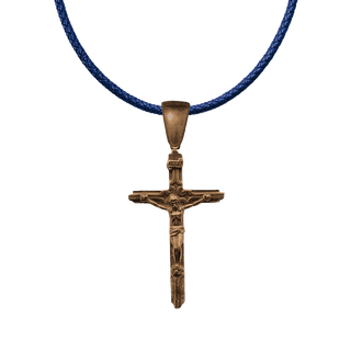 Vintage Bronze Woodgrain Crucifix with INRI Titulus