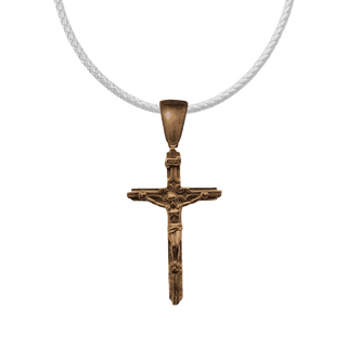 Vintage Bronze Woodgrain Crucifix with INRI Titulus