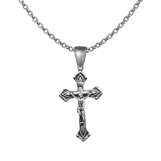 Vintage White Bronze Elegant Flared-Arm Crucifix