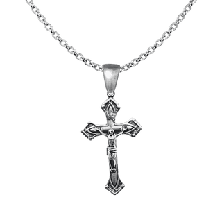 Vintage White Bronze Elegant Flared-Arm Crucifix