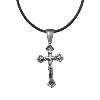 Vintage White Bronze Elegant Flared-Arm Crucifix