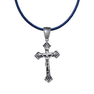 Vintage White Bronze Elegant Flared-Arm Crucifix