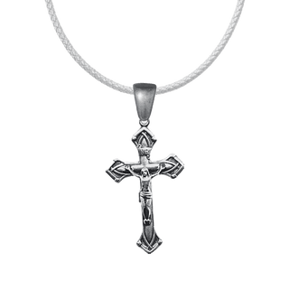 Vintage White Bronze Elegant Flared-Arm Crucifix