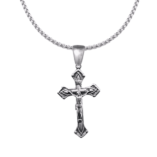 Vintage White Bronze Elegant Flared-Arm Crucifix